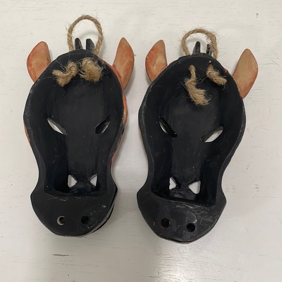 African Masks Wall Hanging Art Hand Carved Safari Décor Set of 8 - Picture 3 of 9